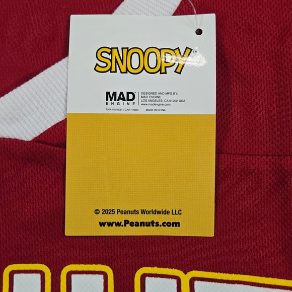 Peanuts Charlie Brown Football Jersey Style Shirt Red White Size Large NWT - Picture 6 of 12